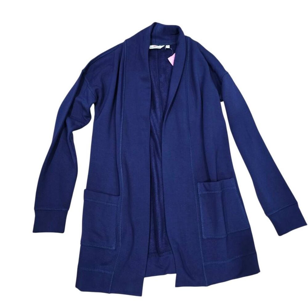 Vineyard Vines Dreamcloth Open Cardigan Women's XXS‎ Navy Blue Stretch Sweater